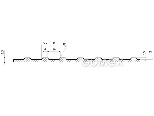 Gummiboden S 6, 3,5mm, Breite 1200mm, 80°ShA, SBR, gerillte Ausführung, -25°C/+80°C, schwarz, 
